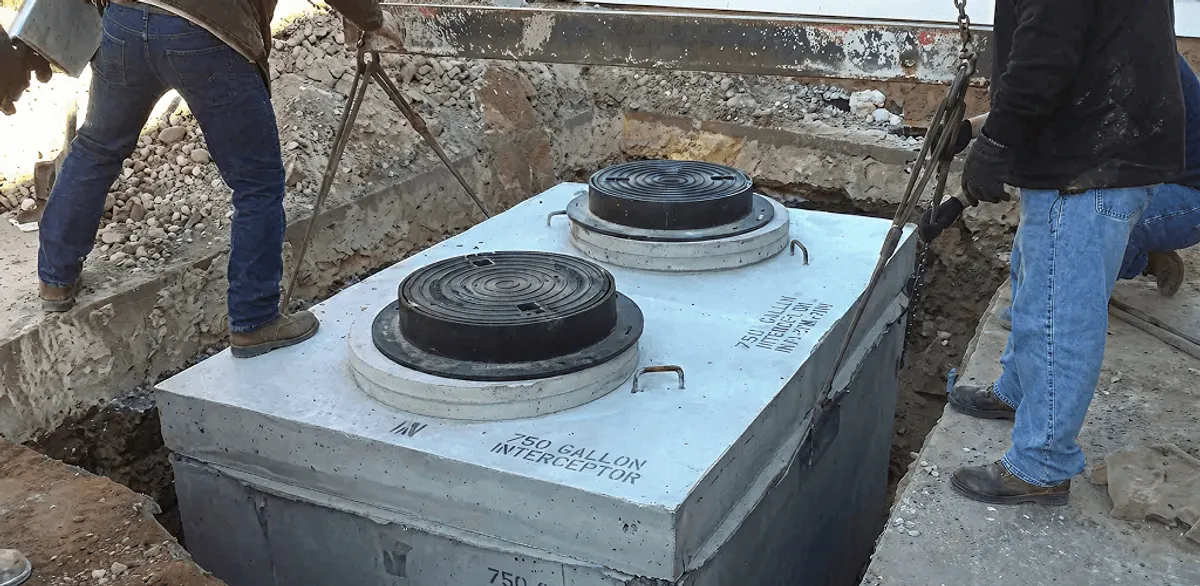 Grease trap installation for a commercial property drainage system in Long Beach, CA
